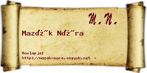 Mazák Nóra névjegykártya