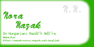 nora mazak business card